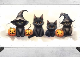 Dekobanner mit Halloween Katzen