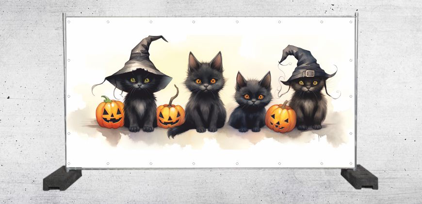 Dekobanner mit Halloween Katzen